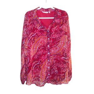 Soft Surroundings Cheyla Paisley Print Blouse Top 2X